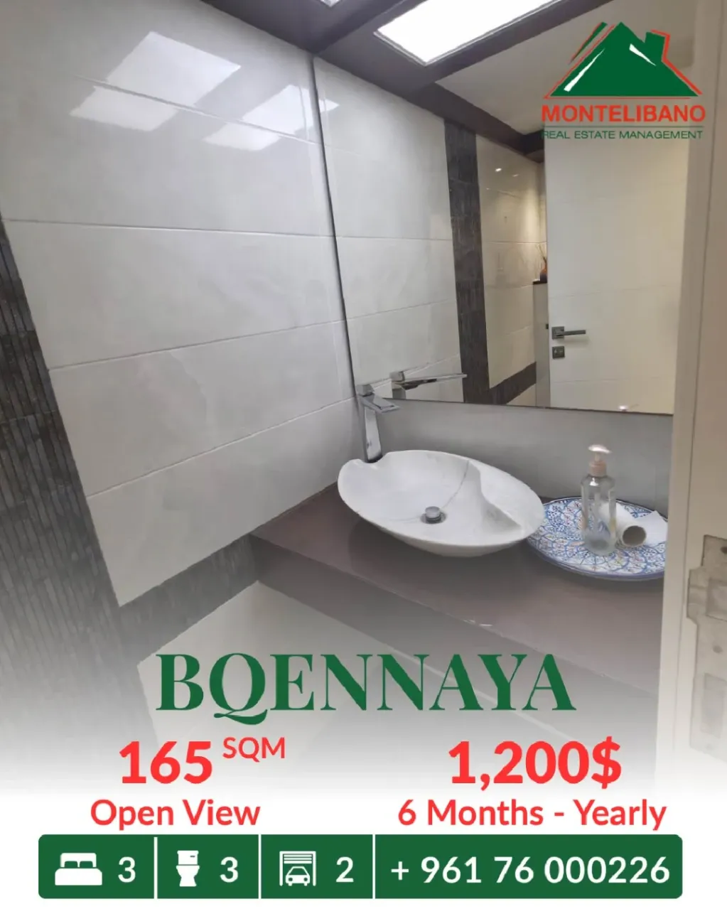 Apartment for rent in Bqennaya, Lebanon