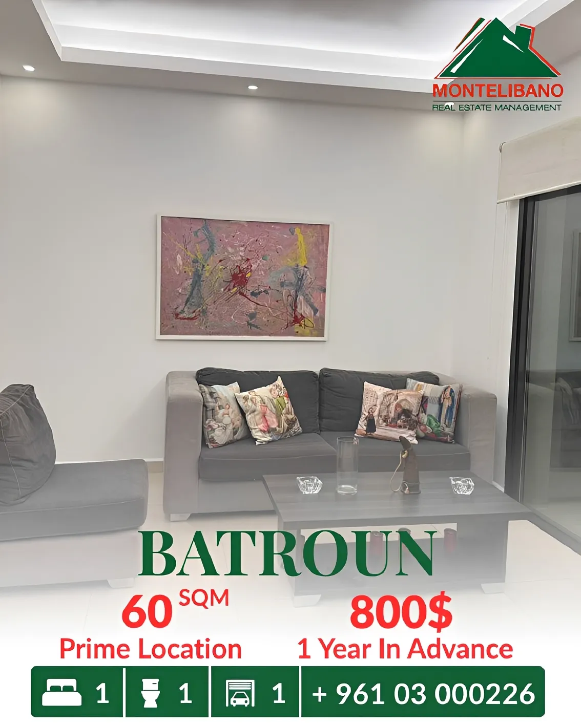 Apartment for rent in Batroun, Lebanon