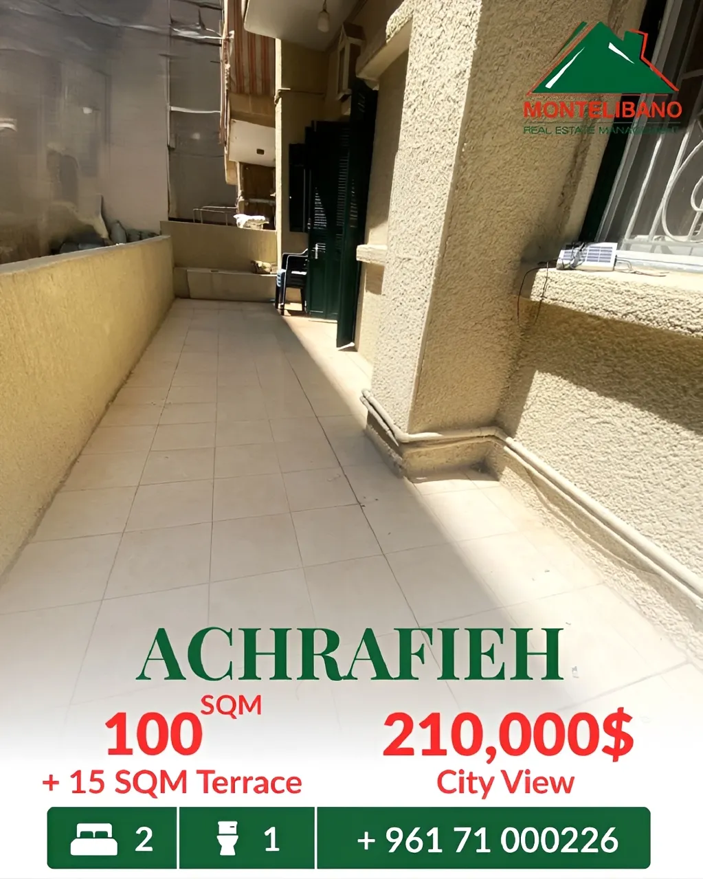 Apartment for sale in Achrafieh, Beirut, Lebanon - 2 bed, 1 bath