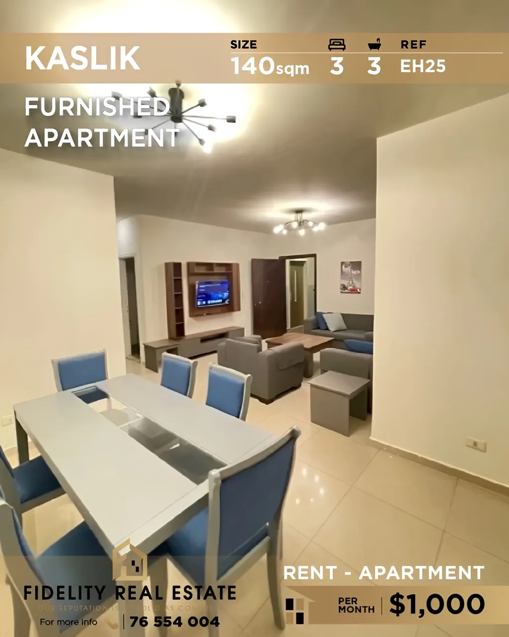 Apartment for rent in Kaslik, Lebanon