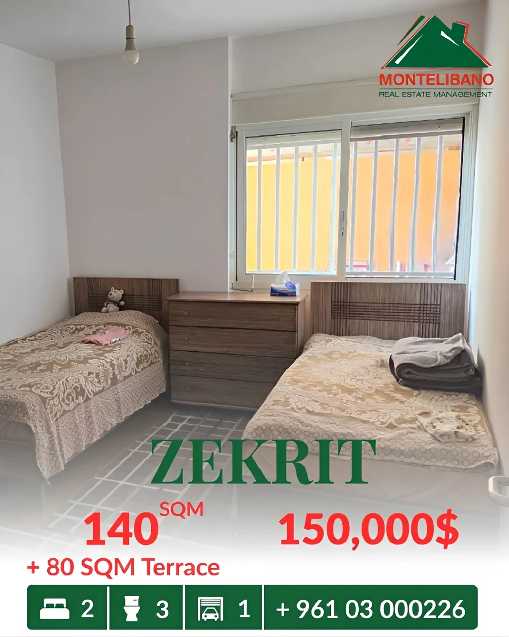 Apartment for sale in Zikrit, Lebanon