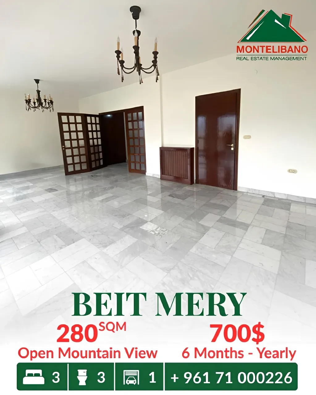 Apartment for rent in Beit Meri