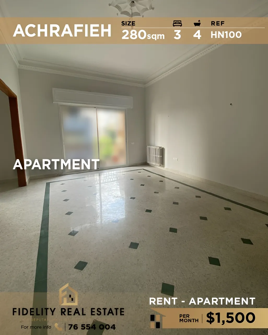 Apartment for rent in Achrafieh, Beirut, Lebanon - 3 bed, 4 bath
