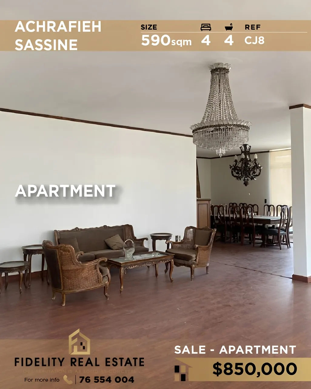 Apartment for sale in Achrafieh, Beirut, Lebanon - 4 bed, 4 bath