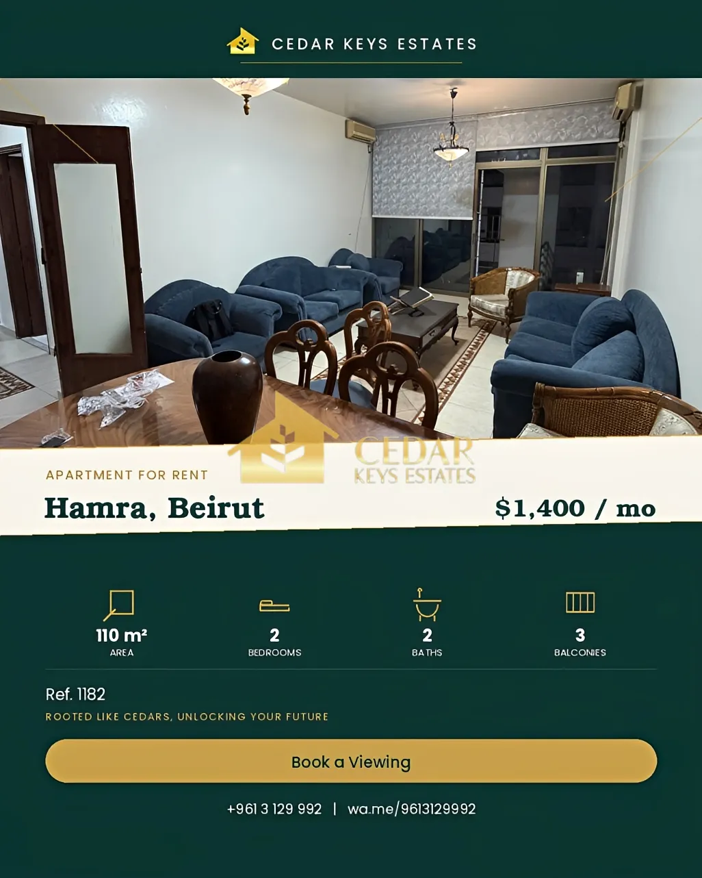 Apartment for rent in Hamra, Beirut, Lebanon