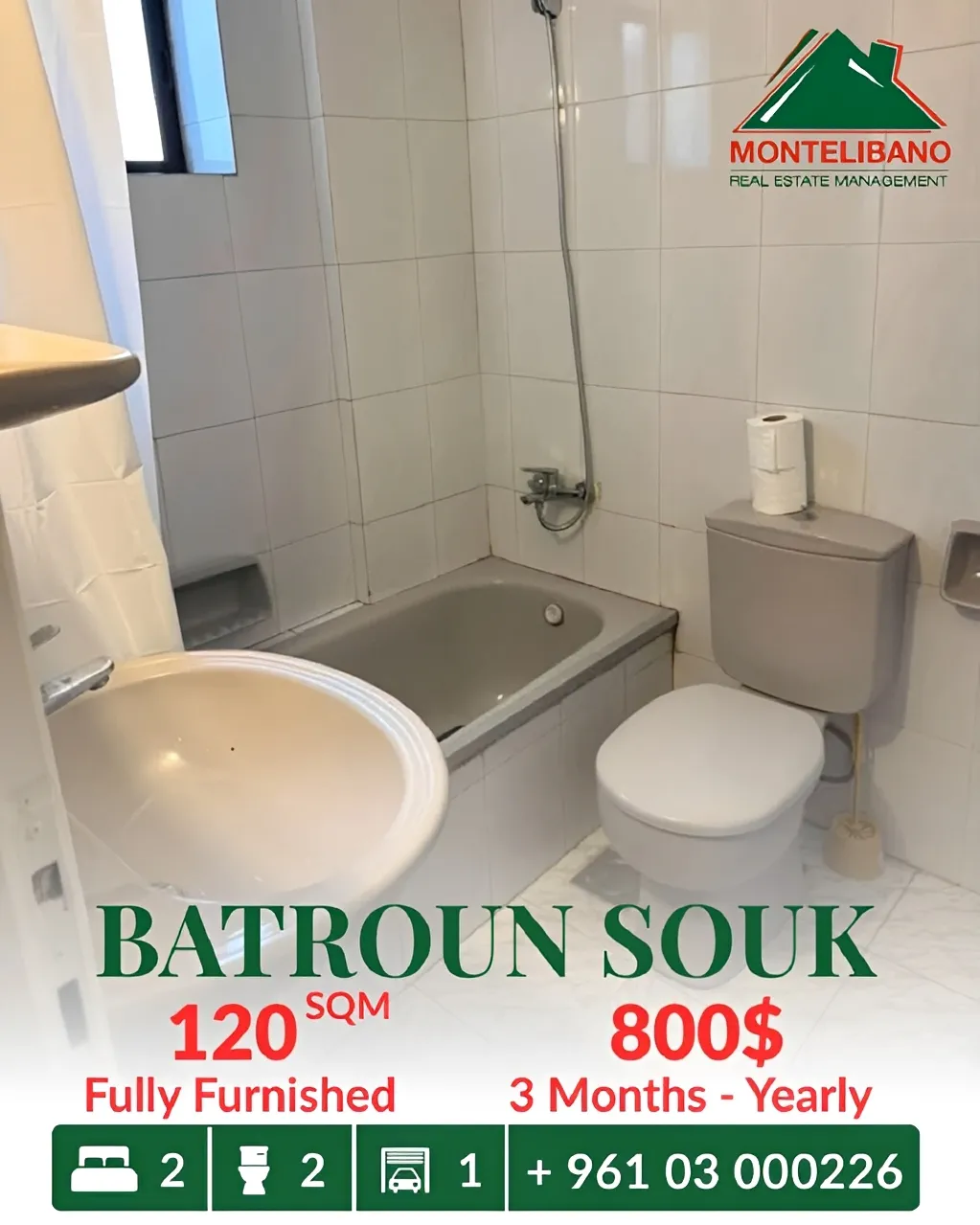 Apartment for rent in Batroun