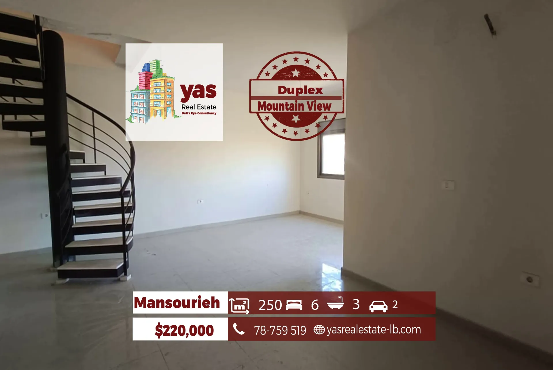 Apartment for Sale in Mansourieh - 6 bed, 3 bath