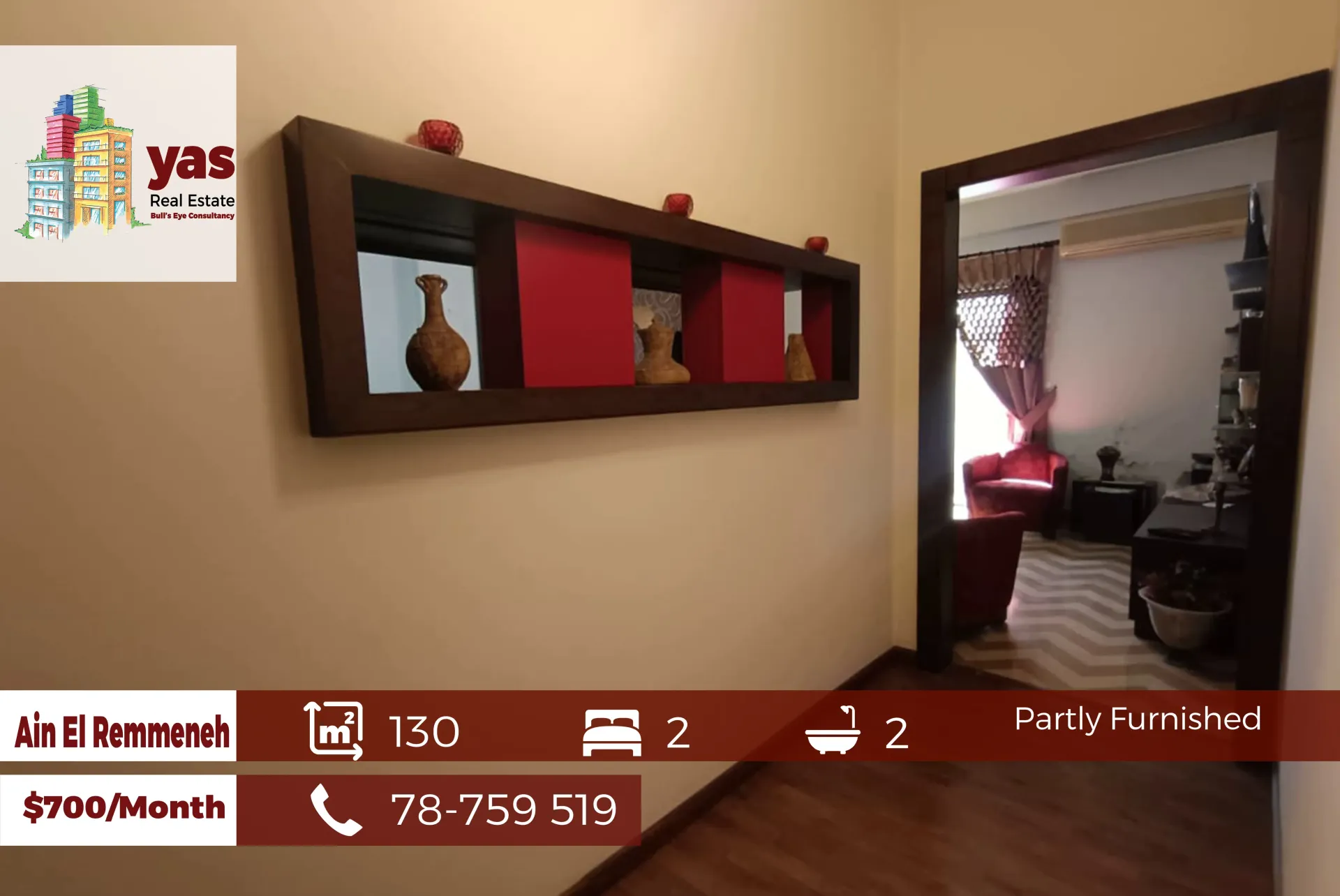 Apartment for Rent in Ain el remmeneh - 2 bed, 2 bath