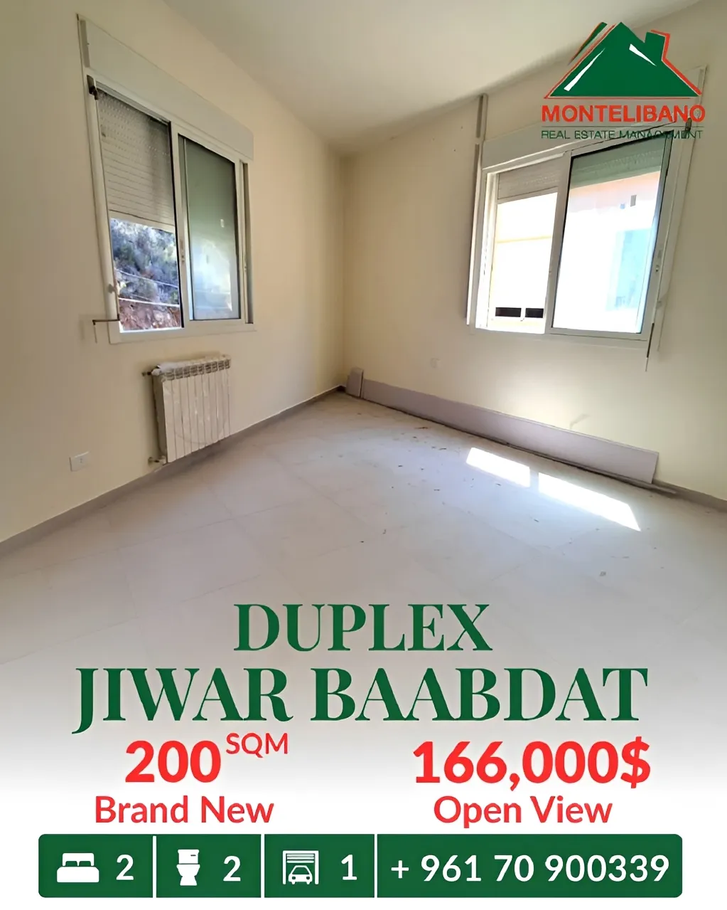 Duplex for sale in Baabdat, Lebanon
