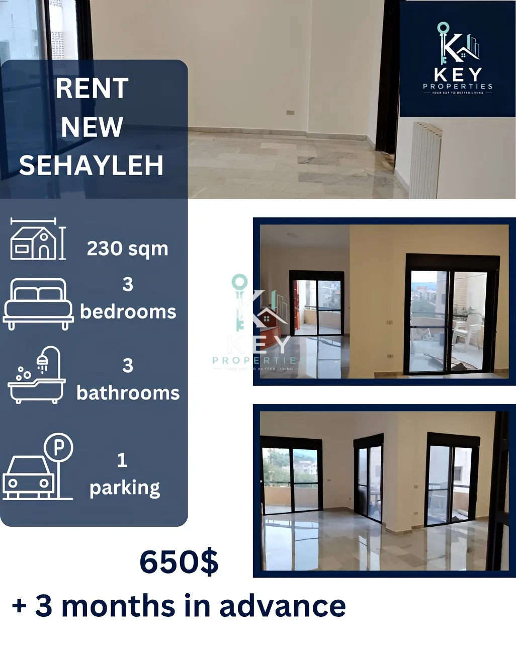 Apartment for rent in Sehayleh, Lebanon - 3 bed, 3 bath