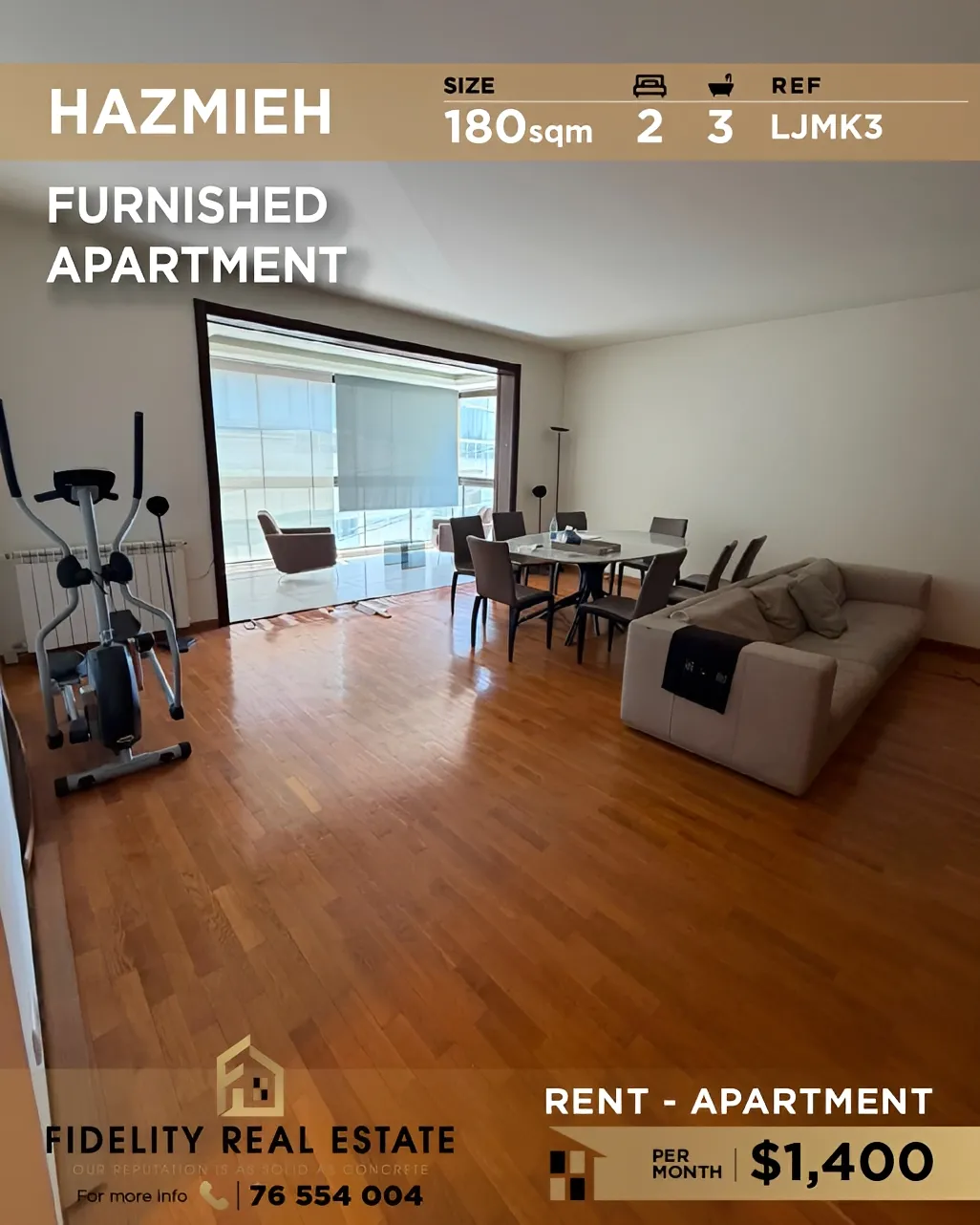 Apartment for rent in Hazmieh, Lebanon - 2 bed, 3 bath