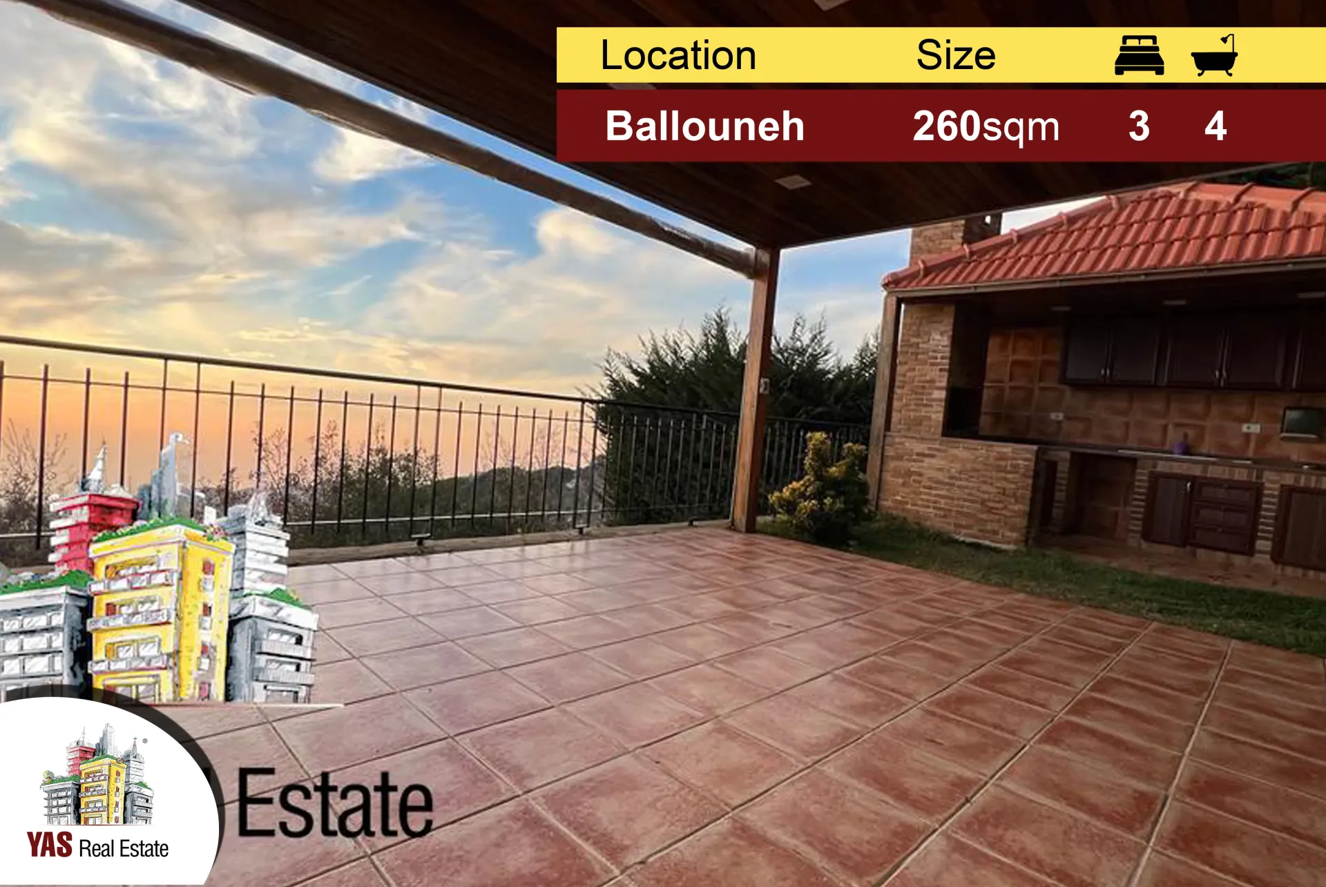 Apartment for Sale in Ballouneh - 3 bed, 4 bath