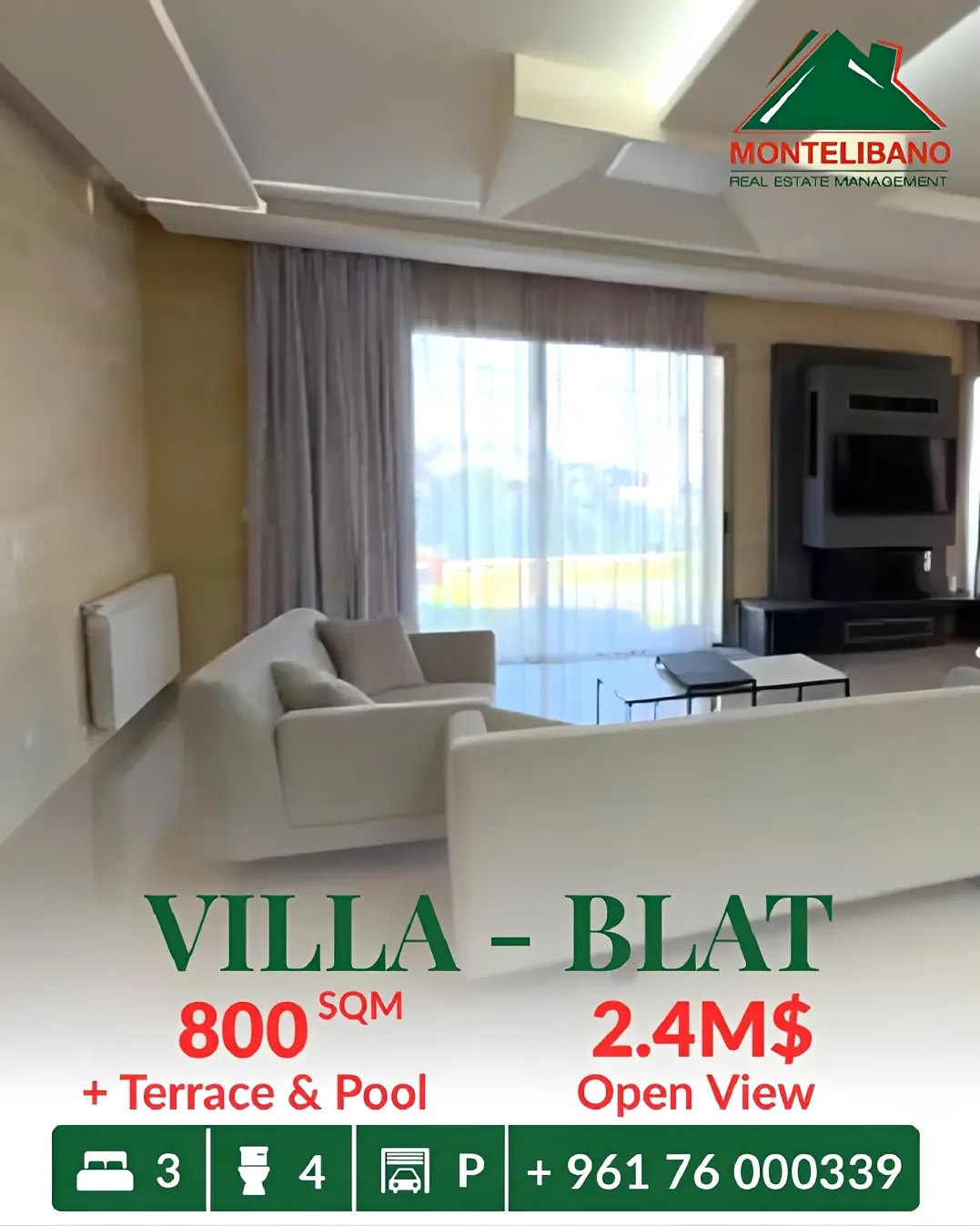 Villa for sale in Blat, Lebanon