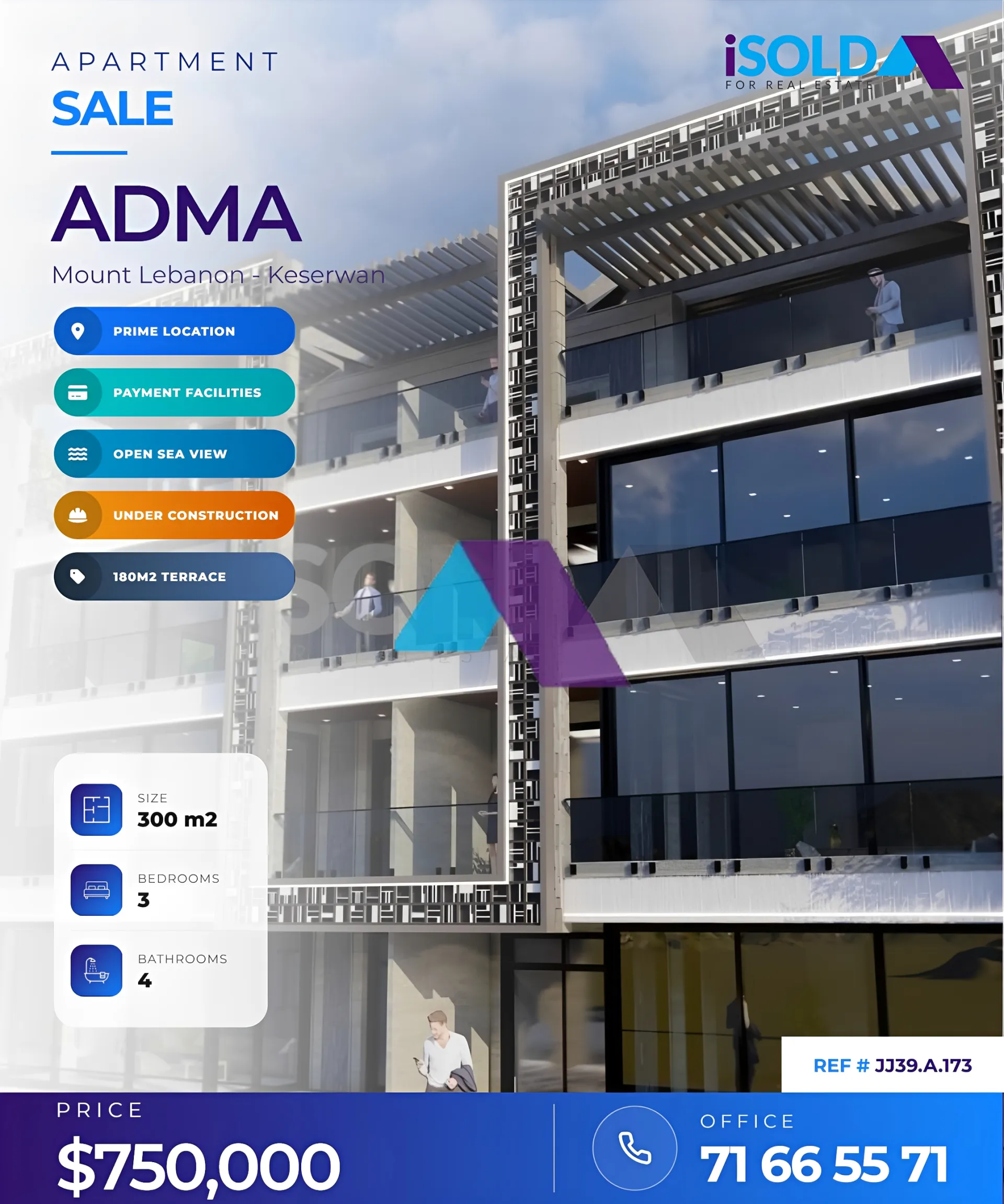 Apartment for sale in Adma w Dafnah, Lebanon - 3 bed, 4 bath