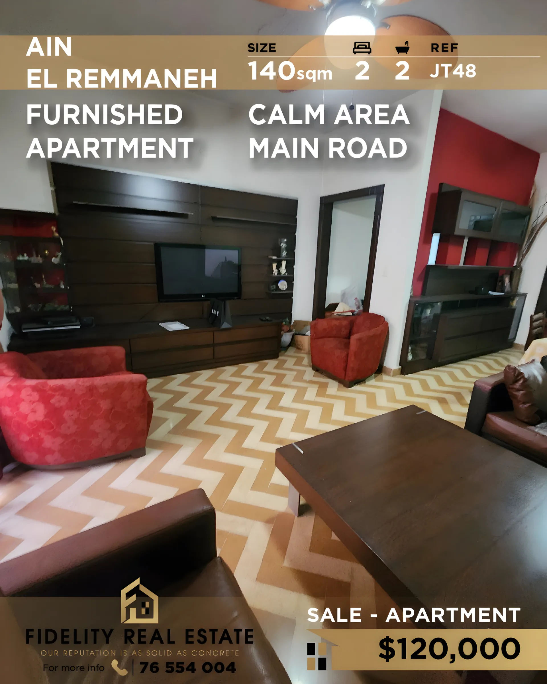 Apartment for sale in Ain El Remmaneh, Lebanon - 2 bed, 2 bath