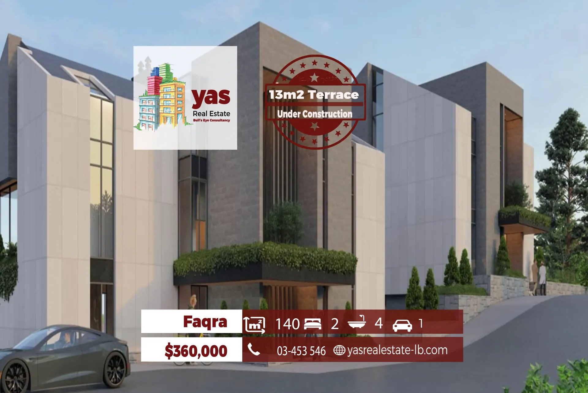 Apartment for Sale in Faqra - 2 bed, 4 bath