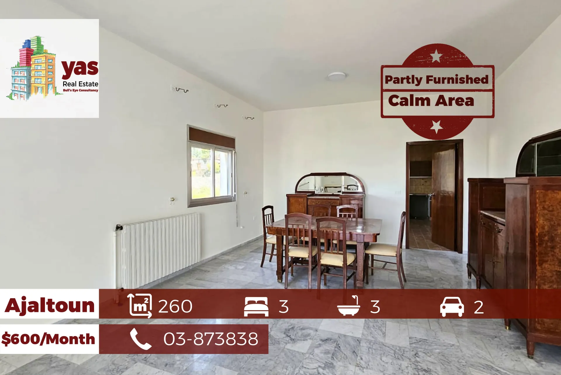 Apartment for Rent in Ajaltoun - 3 bed, 3 bath