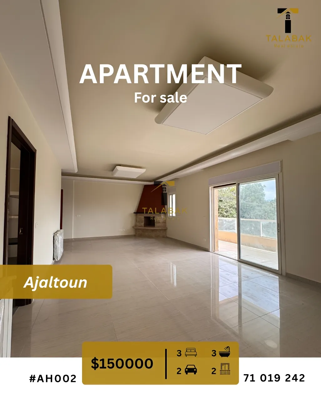 Apartment for sale in Ajaltoun, Lebanon - 3 bed, 3 bath