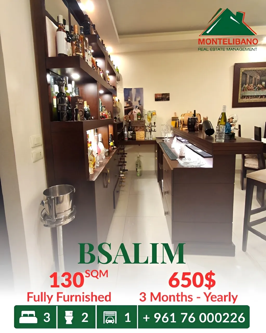Apartment for rent in Bsalim
