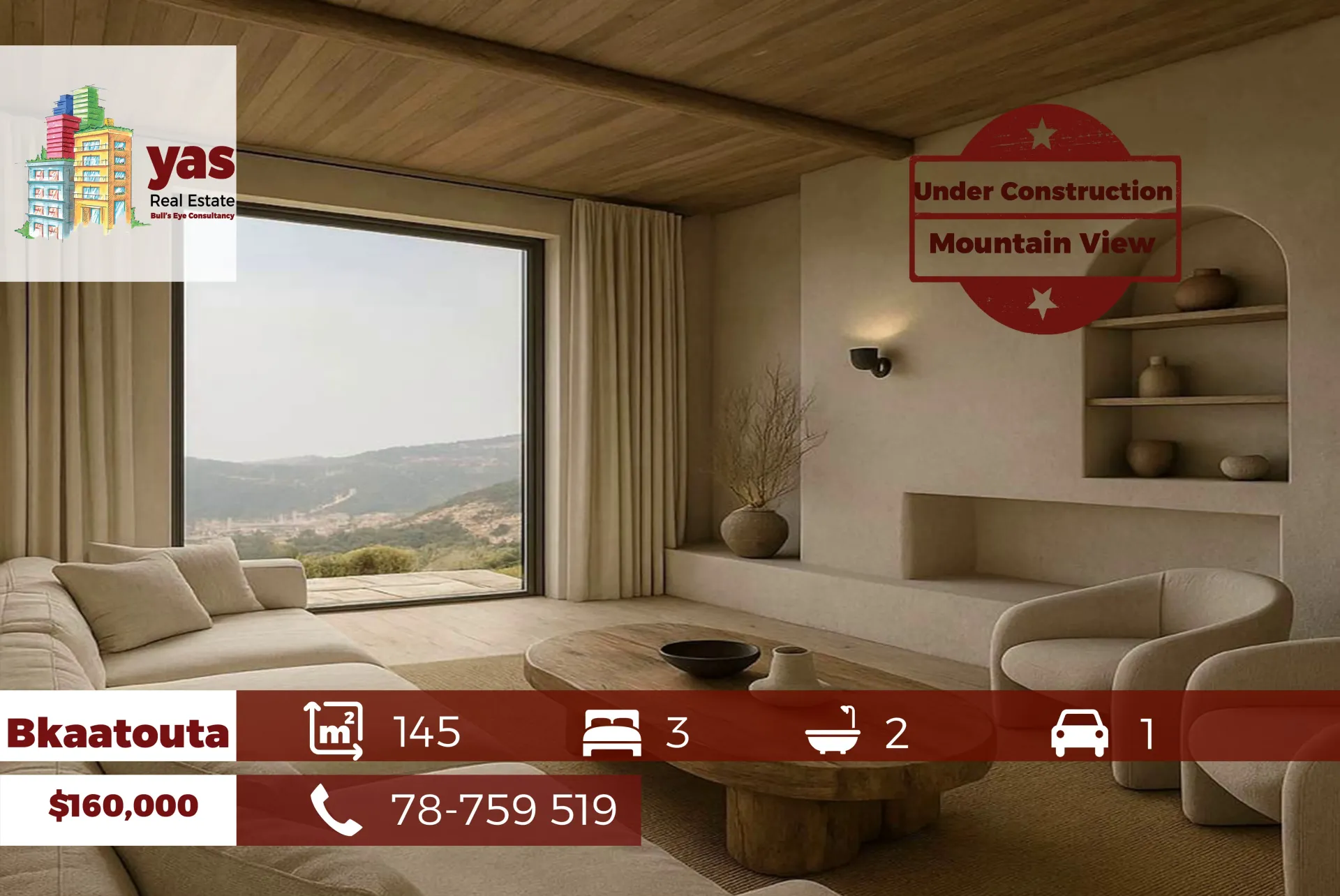 Apartment for Sale in Bqaatouta - 3 bed, 2 bath