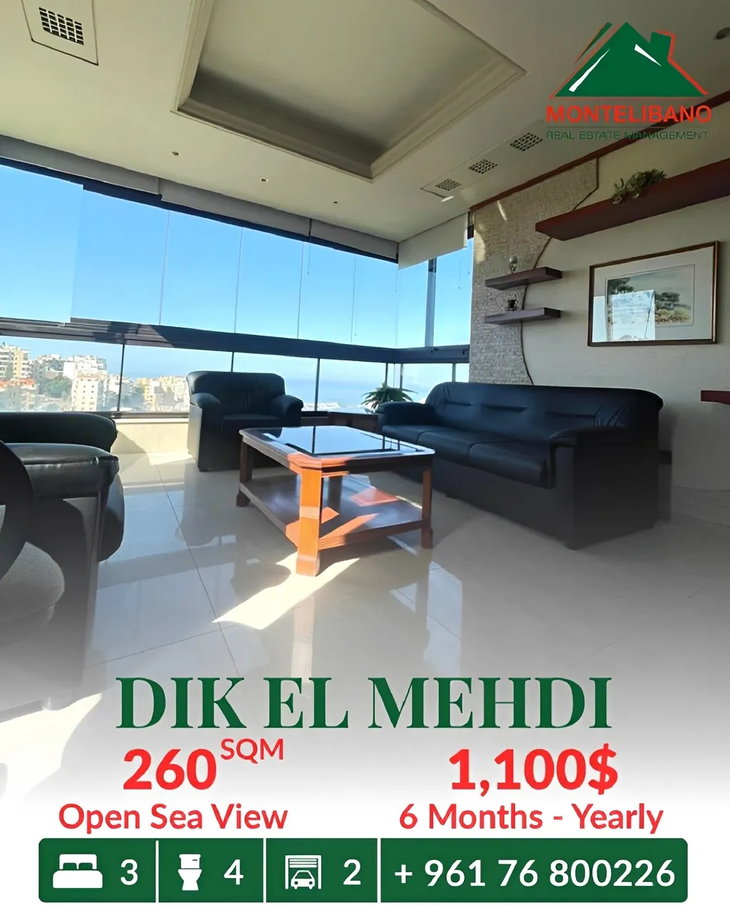 Apartment for rent in Dik El Mehdi