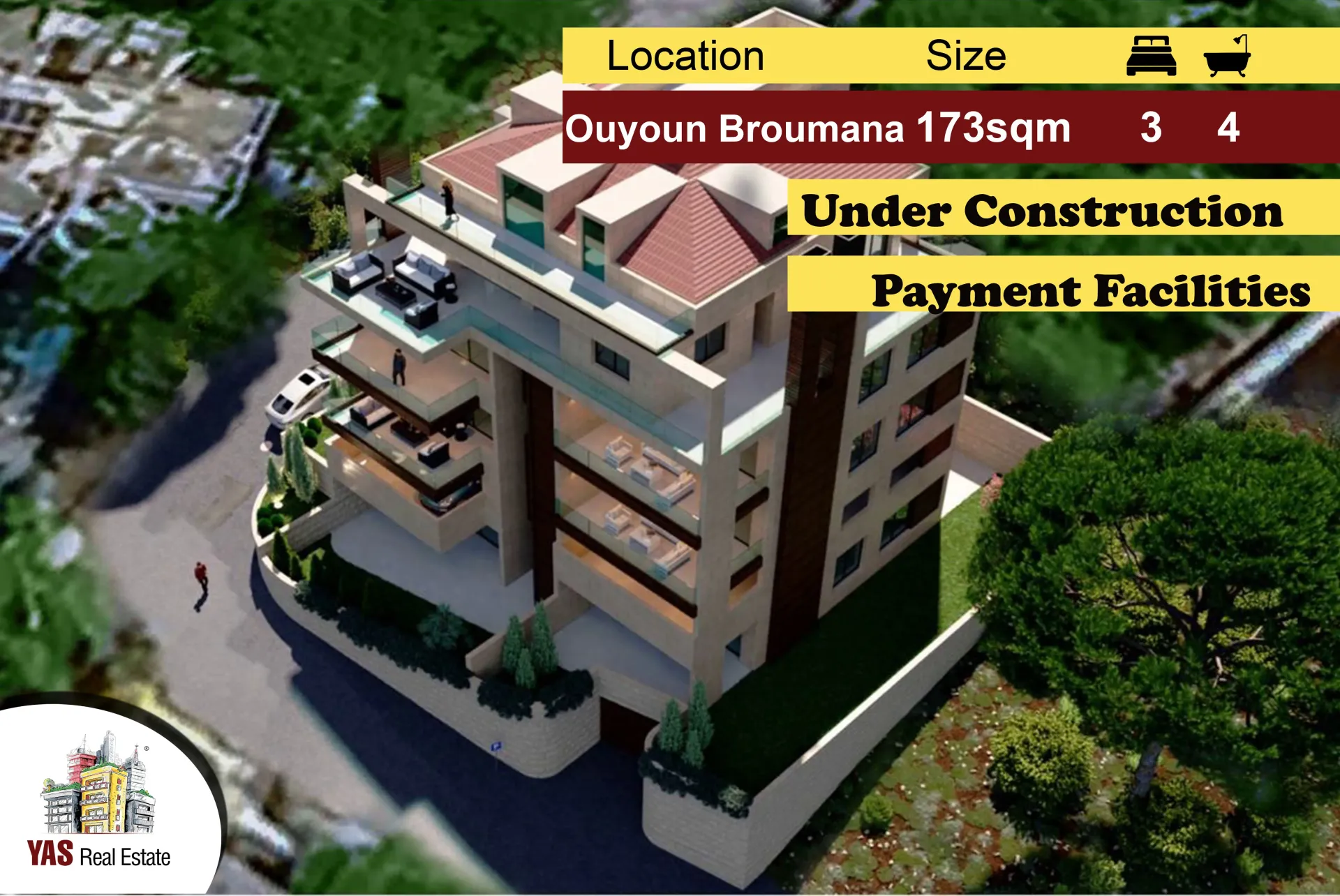 Apartment for Sale in Broumana - 3 bed, 4 bath