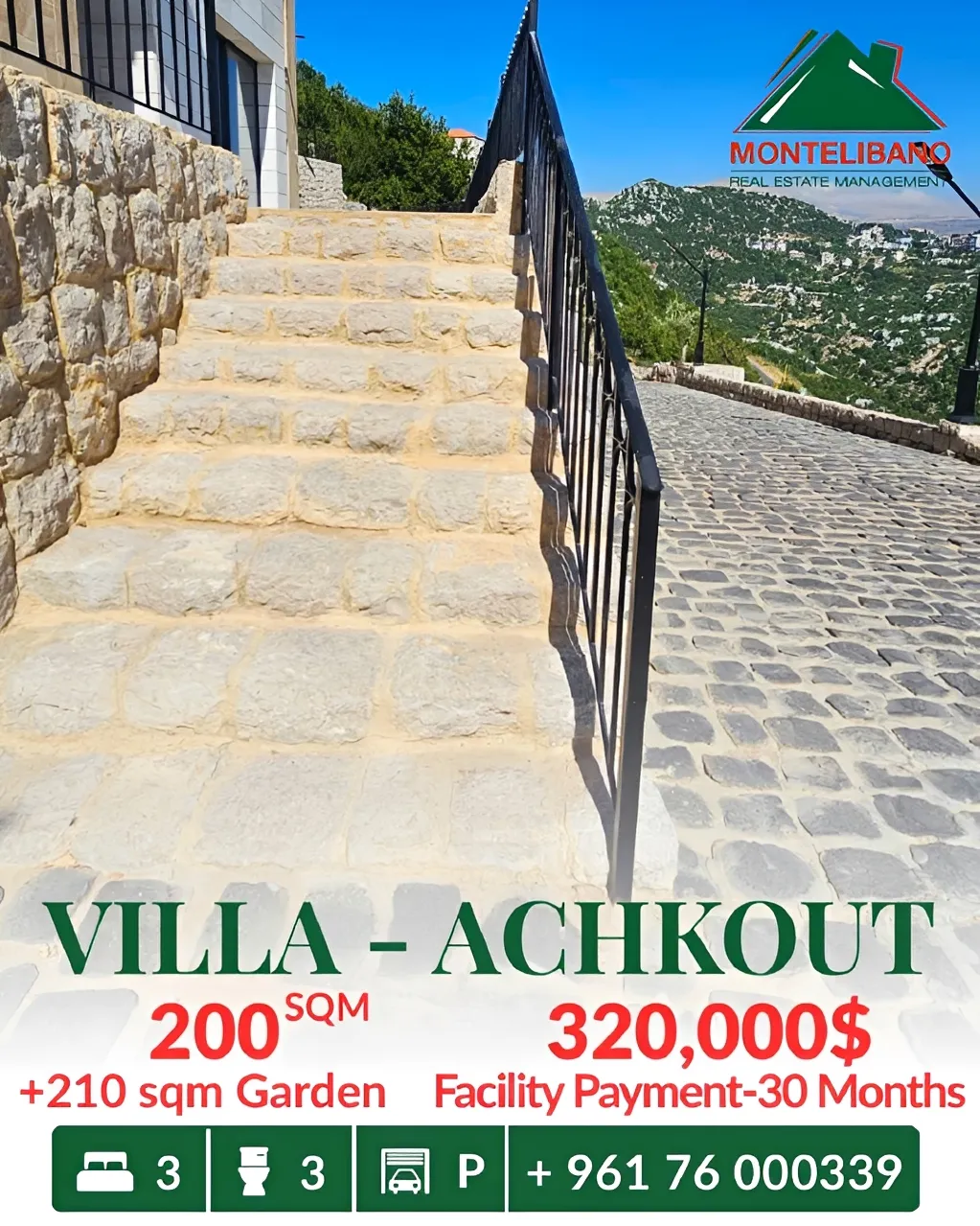 Villa for sale in Ashqout, Lebanon - 3 bed, 3 bath