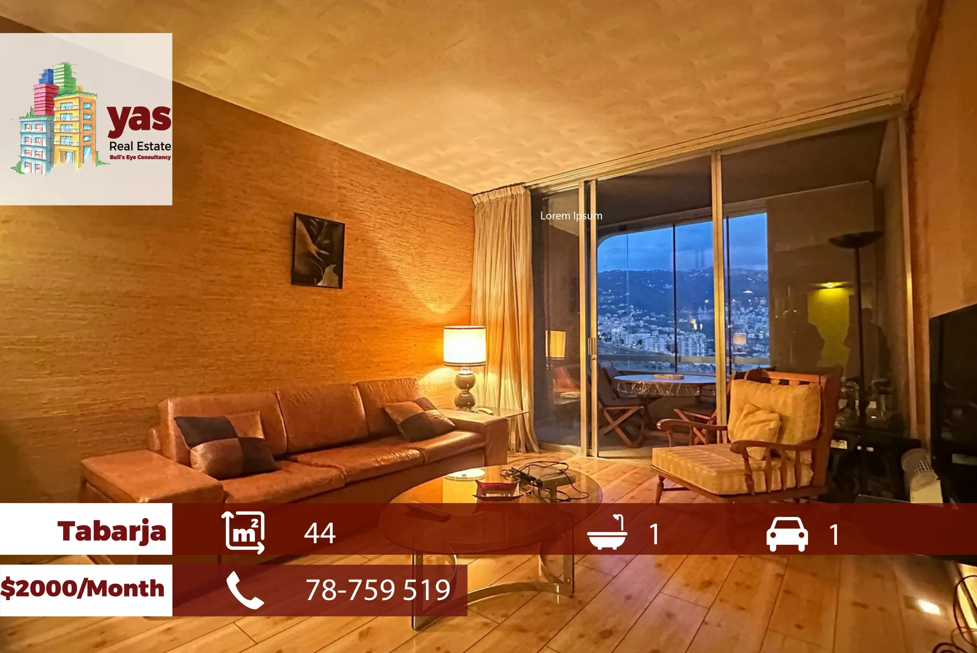 Chalet for rent in Tabarja - 1 bed, 1 bath