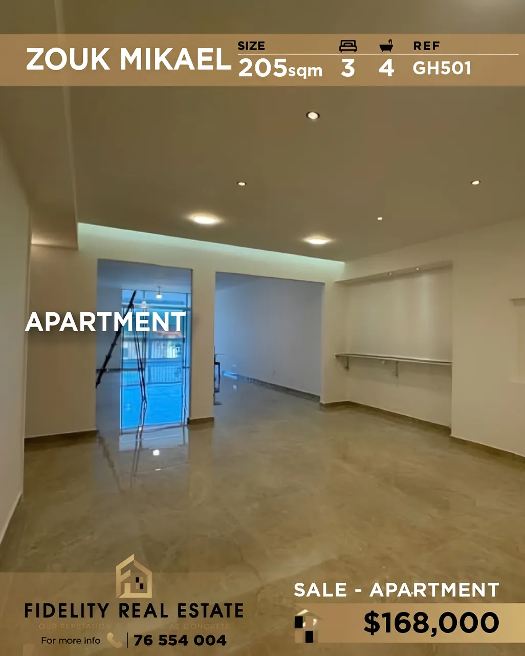 Apartment for sale in Zouk Mikael, Lebanon - 3 bed, 4 bath
