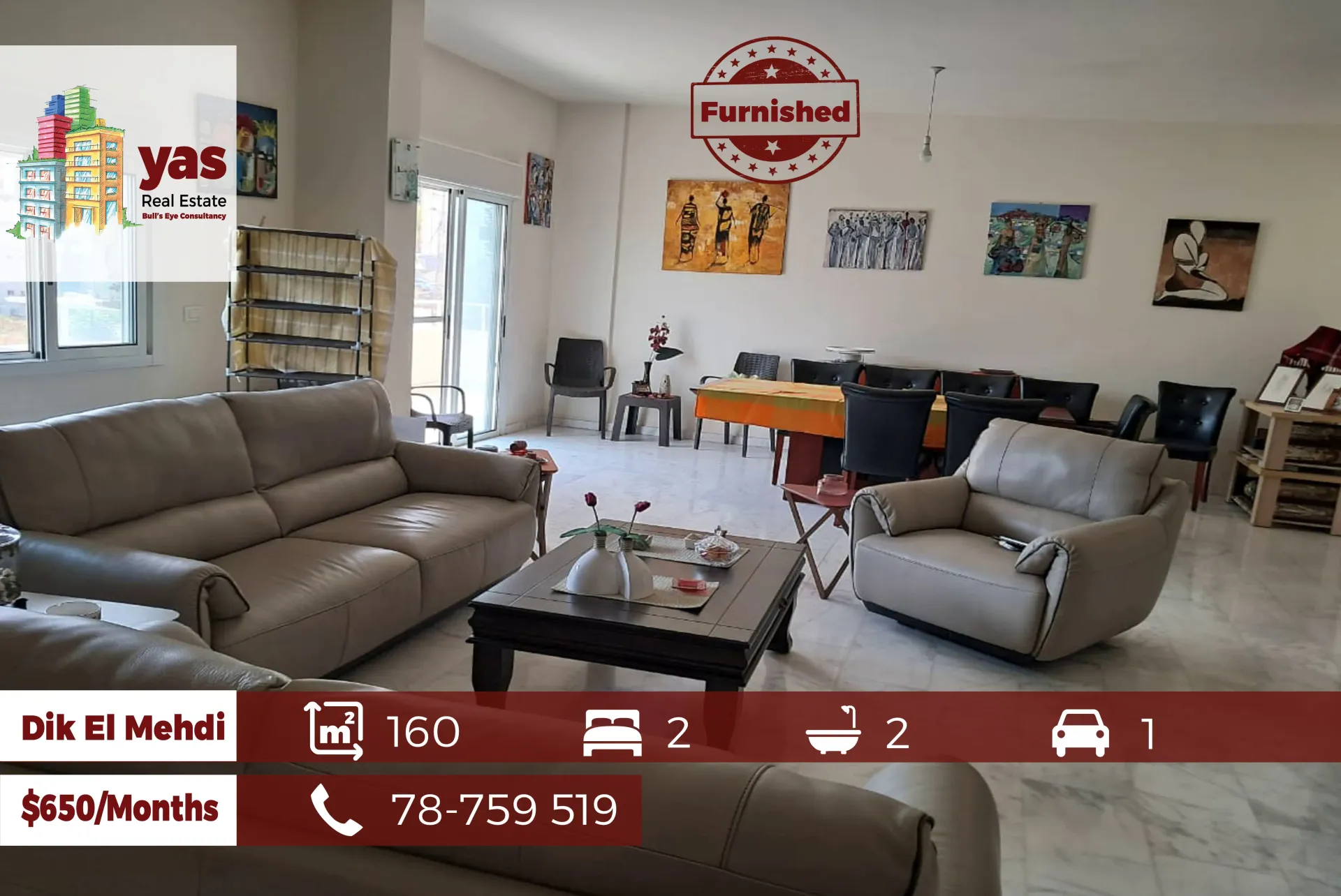 Apartment for Rent in Dik El Mehdi