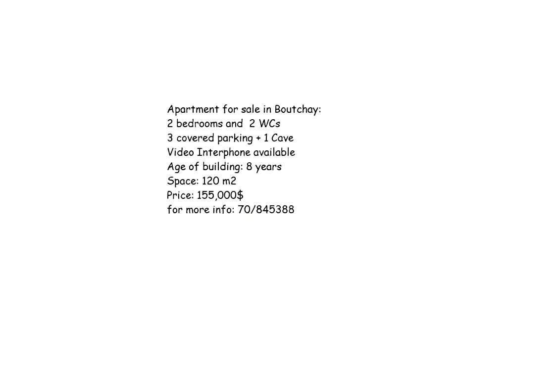 Apartment for sale in Boutchay