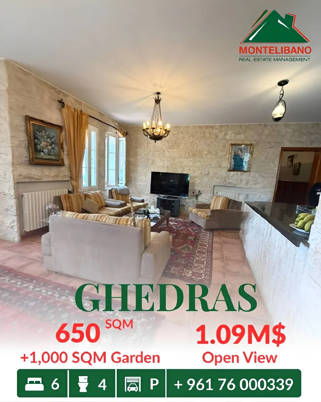 Apartment for sale in Ghadras, Lebanon
