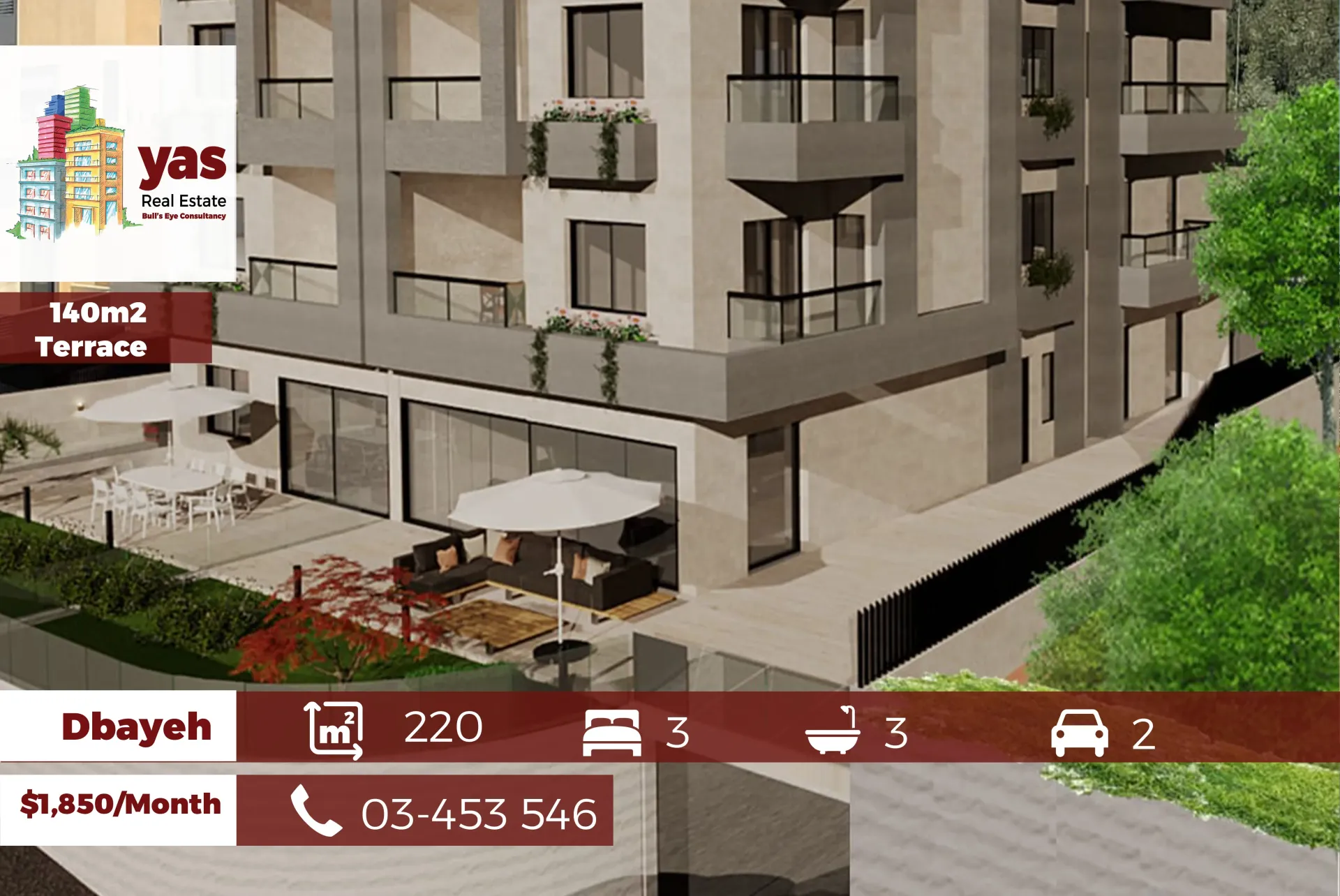 Apartment for Sale in Dbayeh - 3 bed, 4 bath