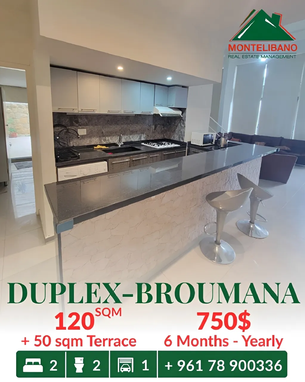 Duplex for rent in Broummana
