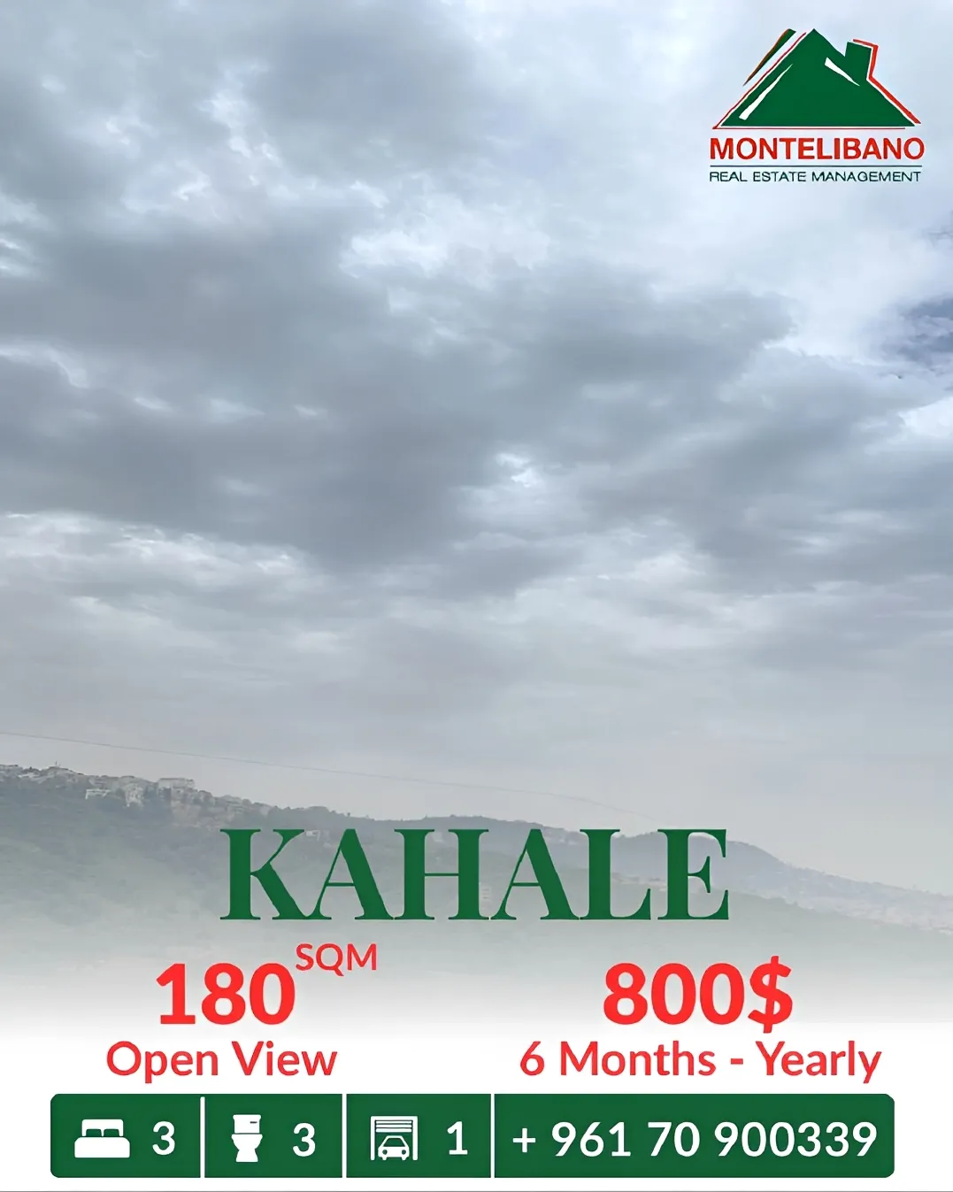 Apartment for rent in Kahale, Lebanon - 3 bed, 3 bath