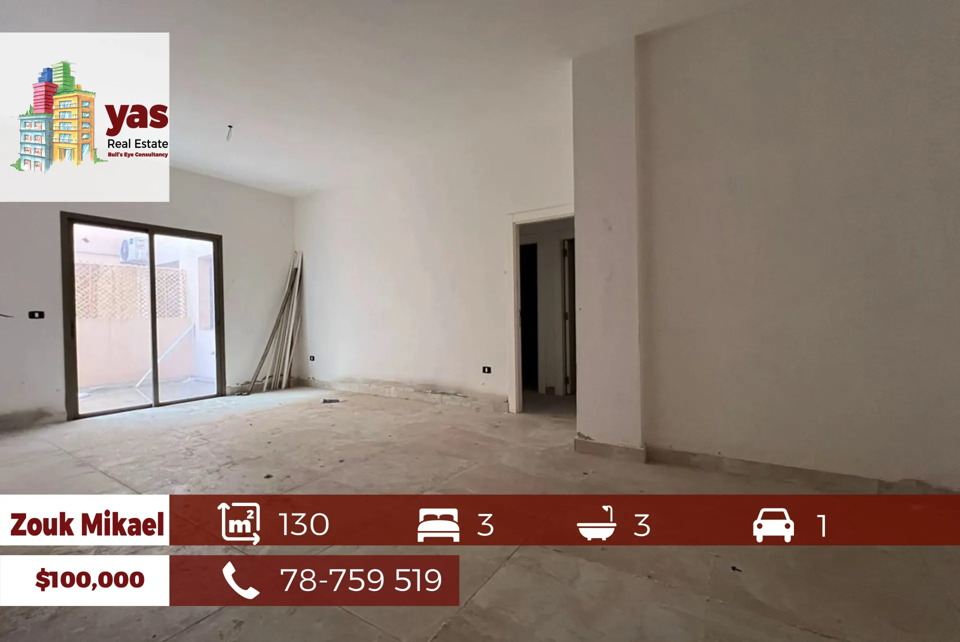 Apartment for Sale in Zouk Mikael - 3 bed, 3 bath