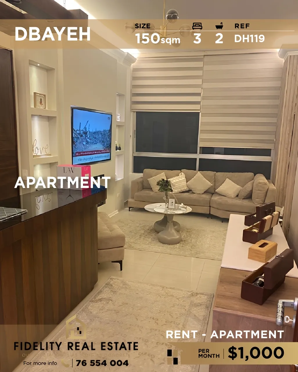 Apartment for rent in Dbayeh, Lebanon - 3 bed, 2 bath