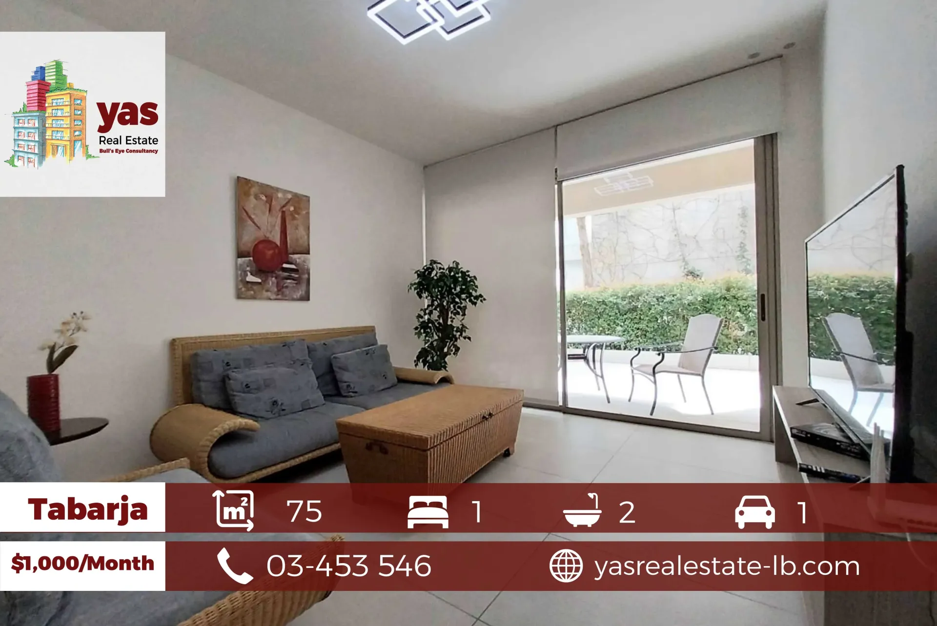 Chalet for rent in Tabarja - 1 bed, 2 bath
