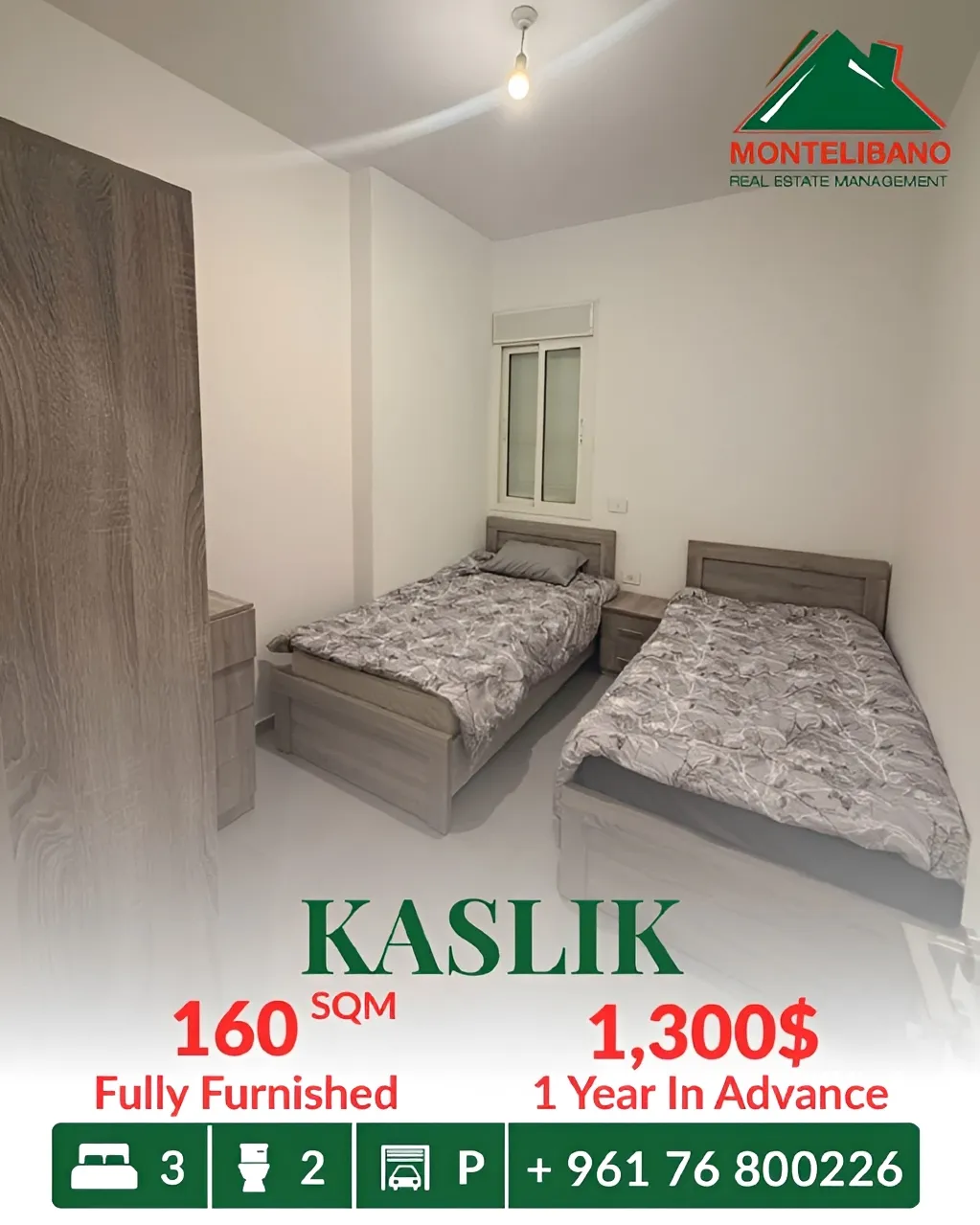 Apartment for rent in Kaslik