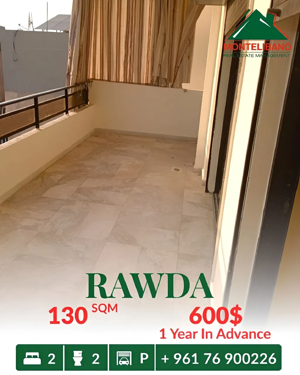 Apartment for rent in Rawda, Metn, Lebanon - 2 bed, 2 bath
