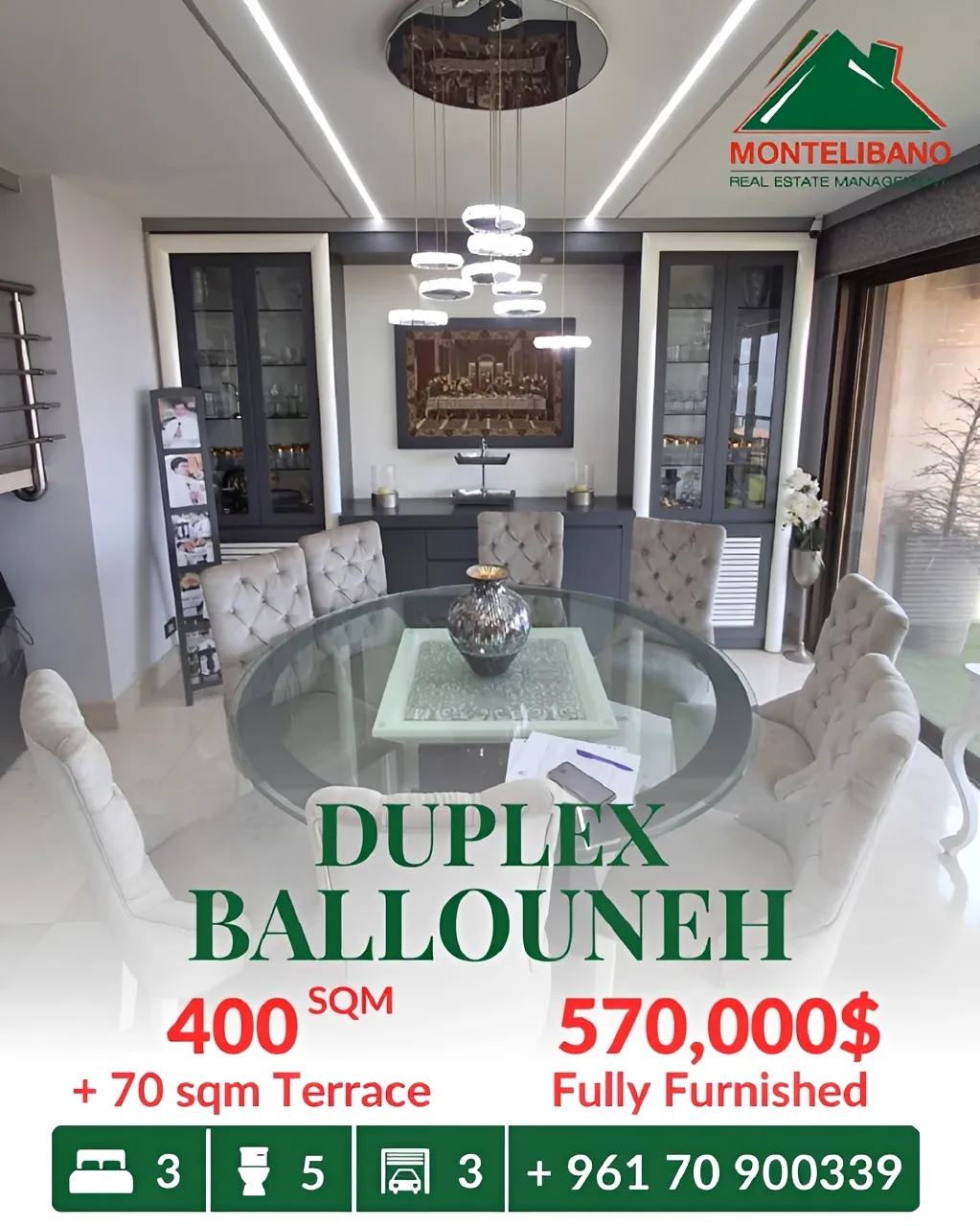 Duplex for sale in Ballouneh, Lebanon - 3 bed, 5 bath