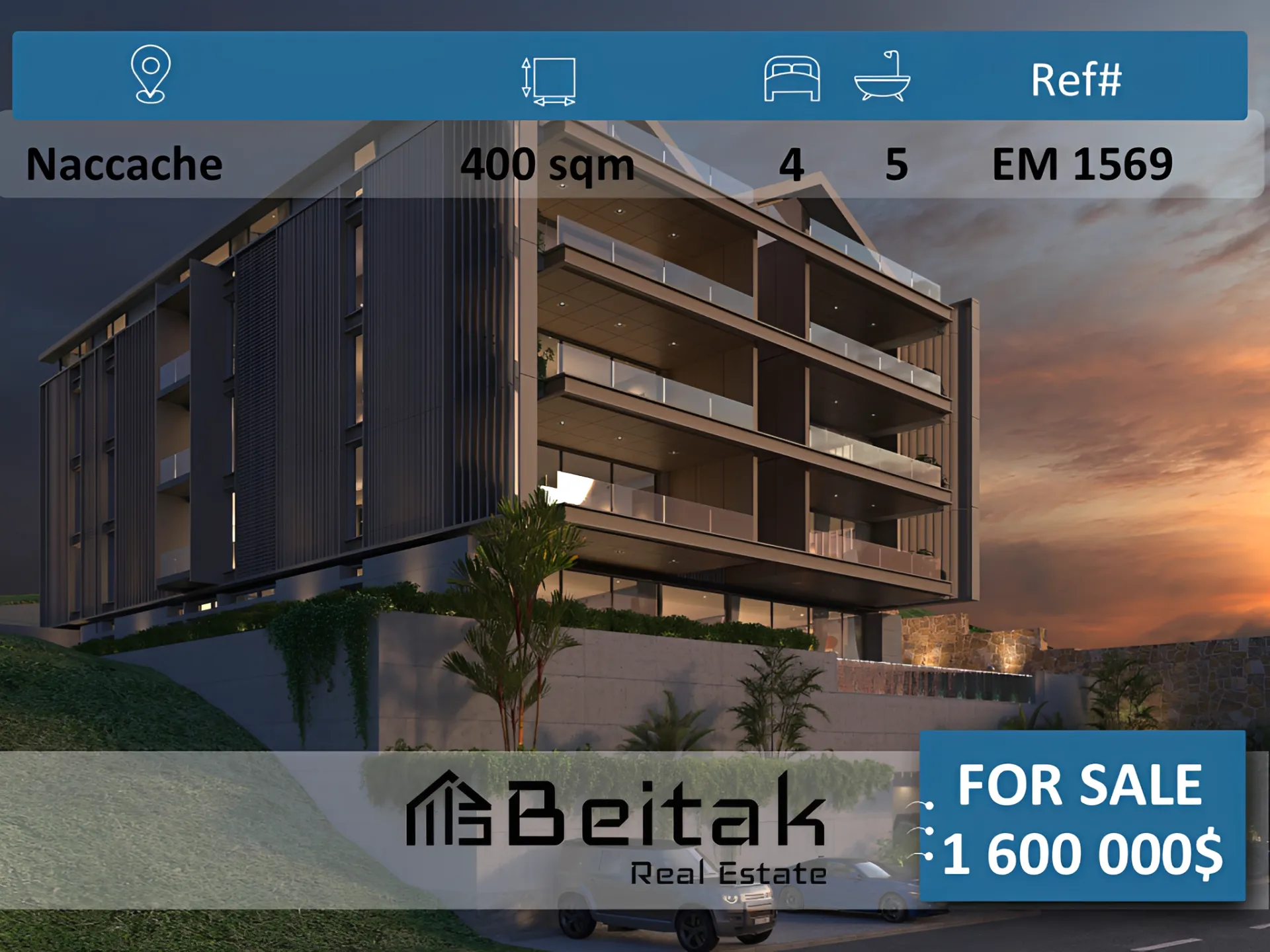 Apartment for sale in Naqqache, lebanon - 4 bed, 5.0 bath