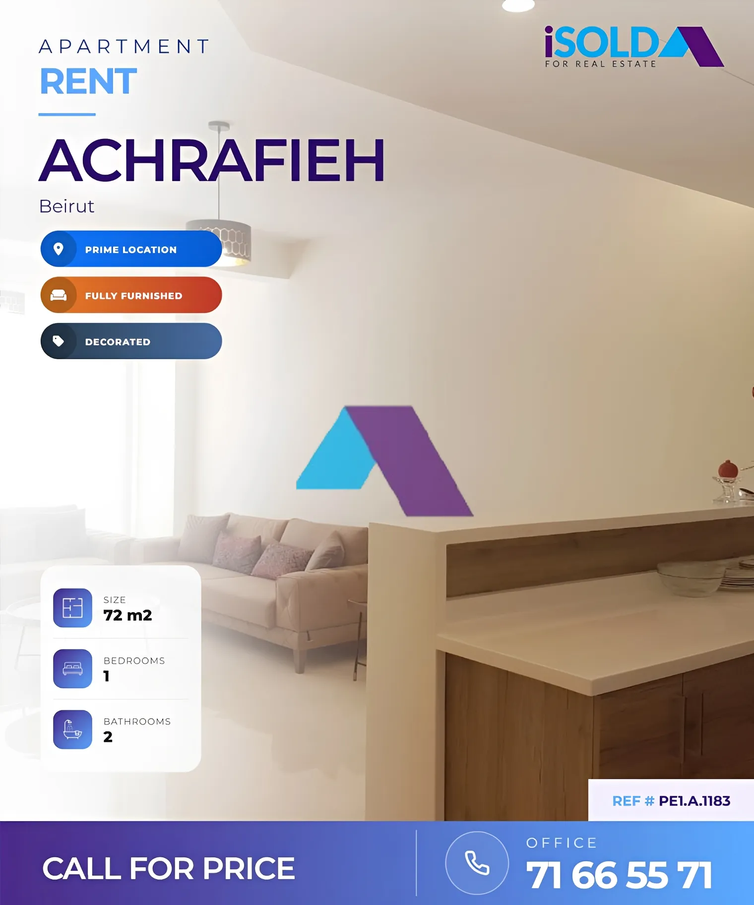 Apartment for rent in Achrafieh
