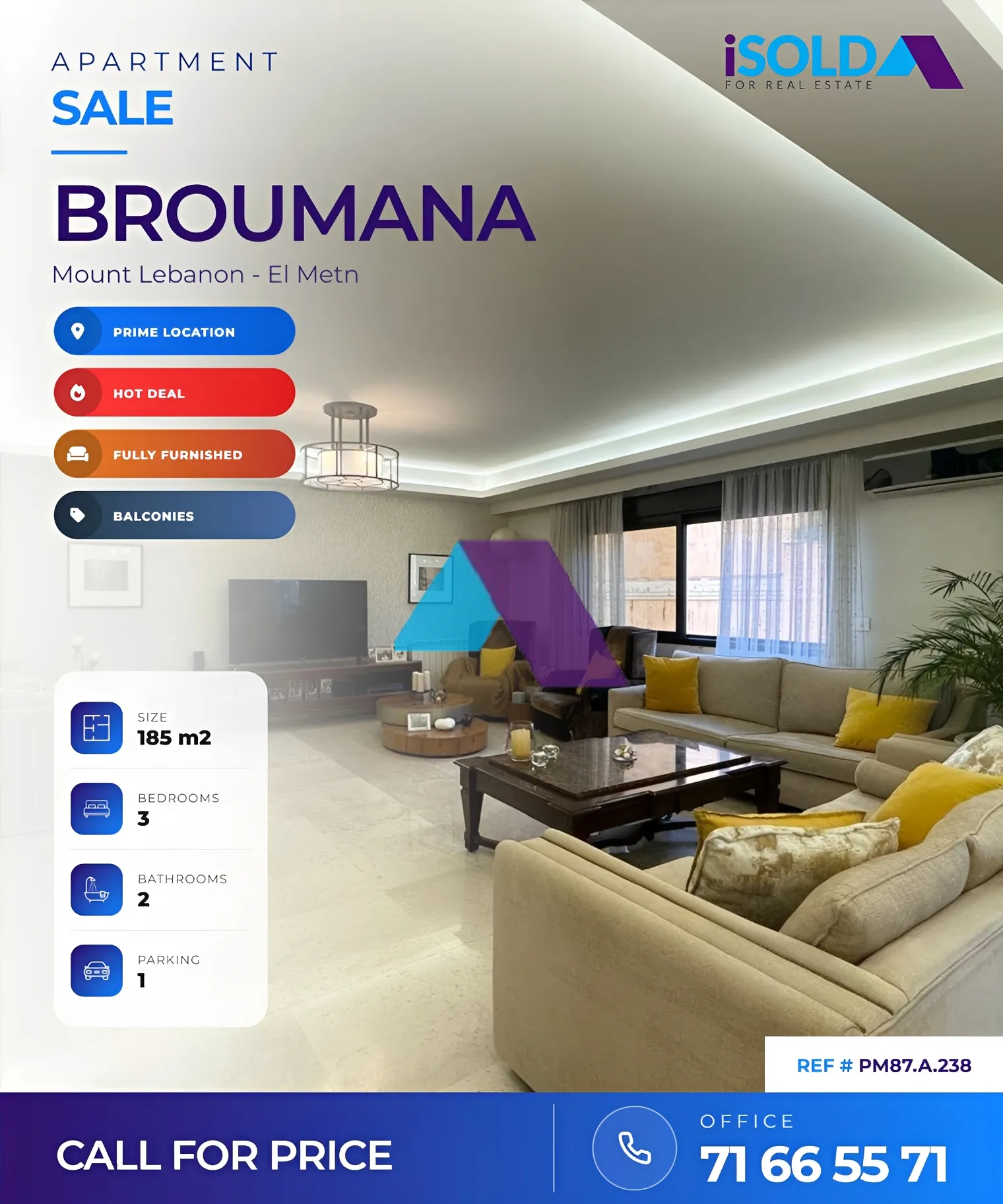 Apartment for sale in Broummana