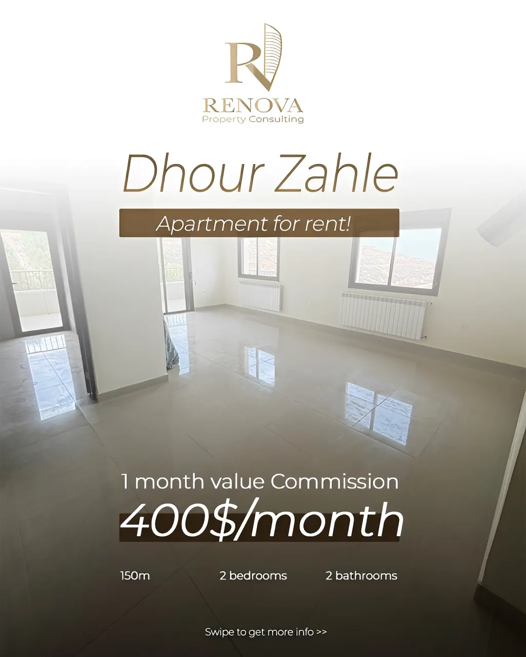 Apartment for rent in Zahlé