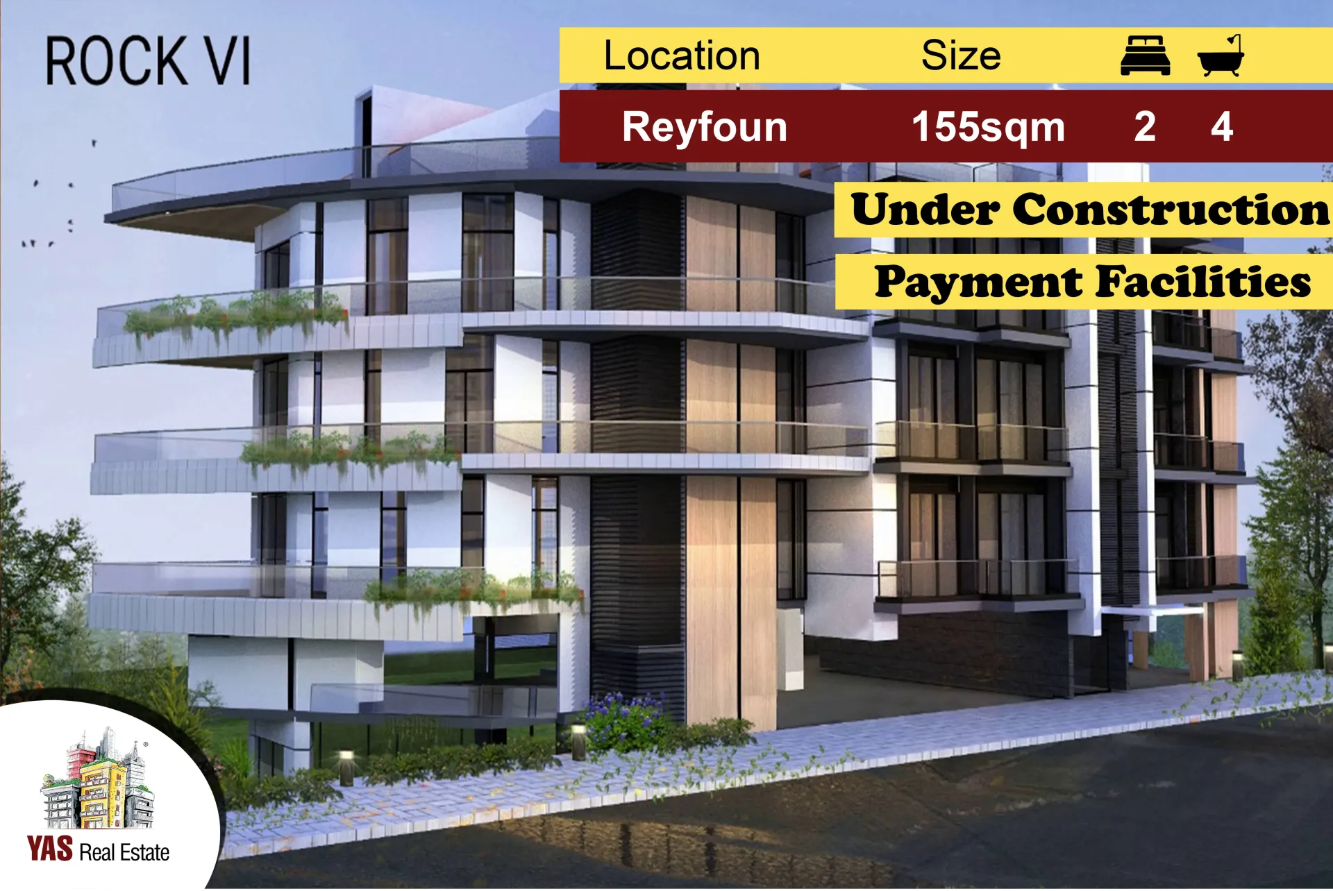Apartment for Sale in Rayfoun - 2 bed, 4 bath