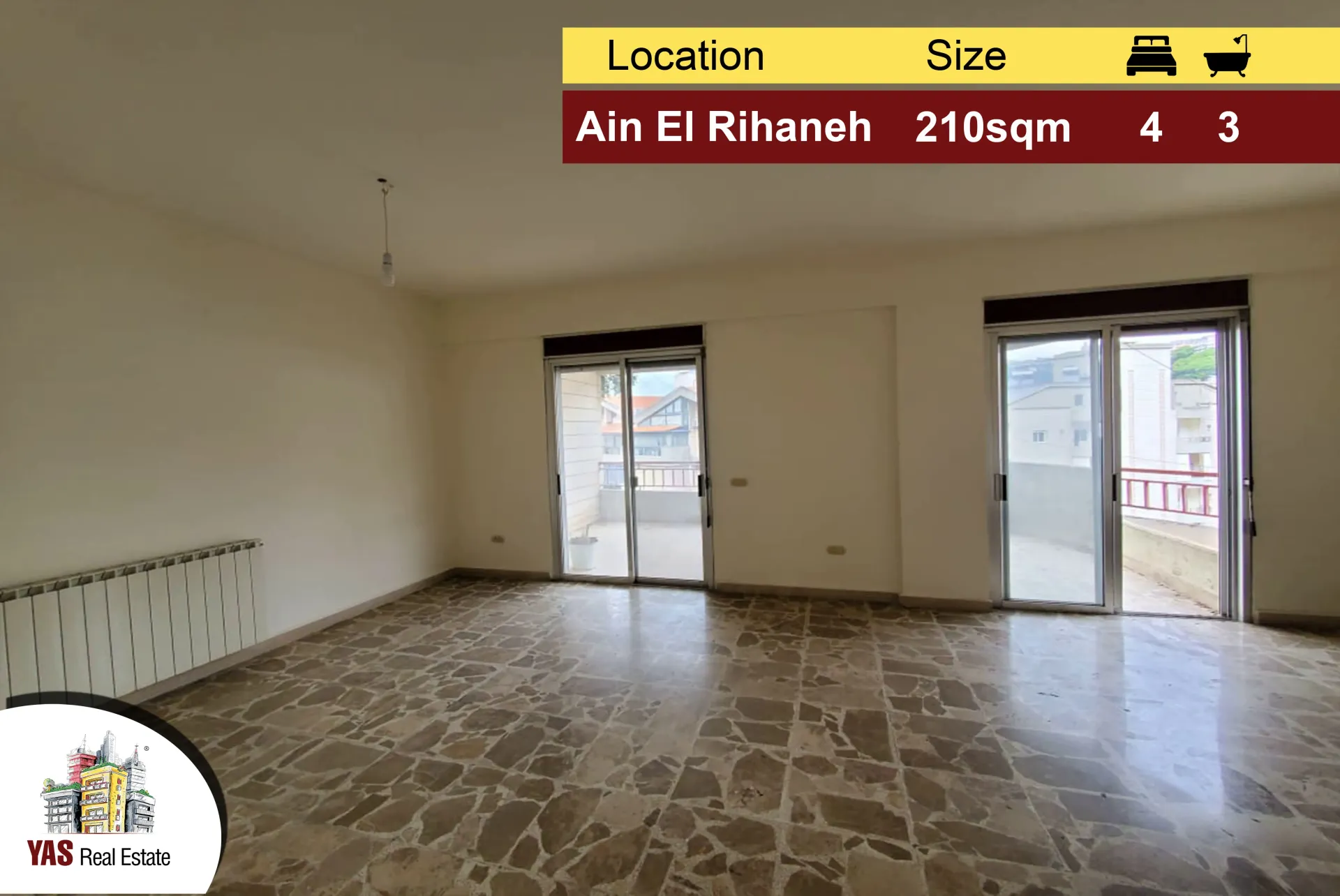 Apartment for Sale in Ain El Rihaneh - 4 bed, 3 bath