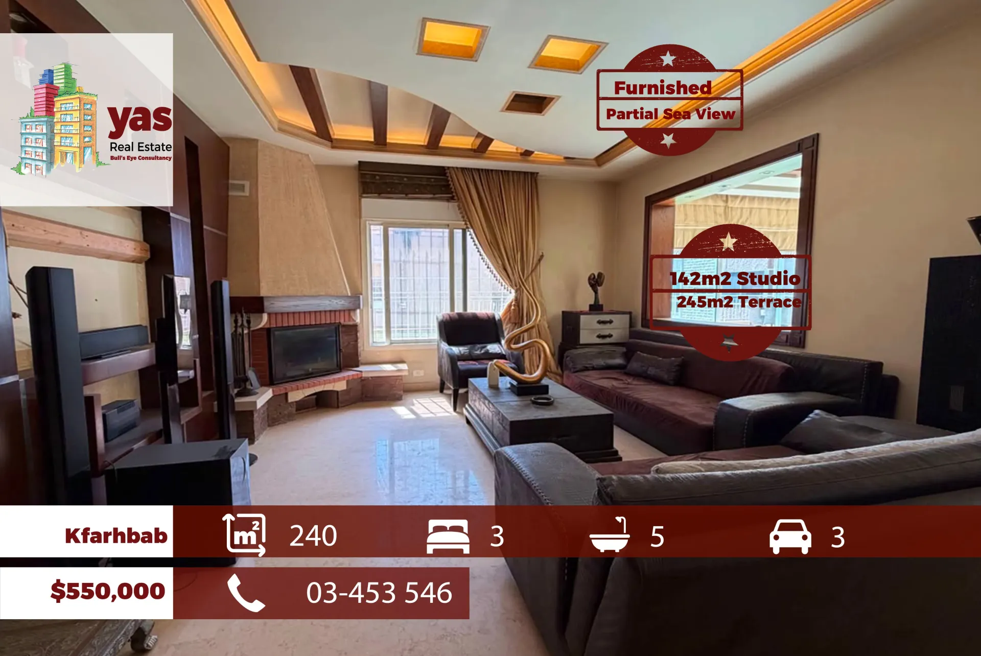 Apartment for Sale in Kfar Hbab - 3 bed, 5 bath