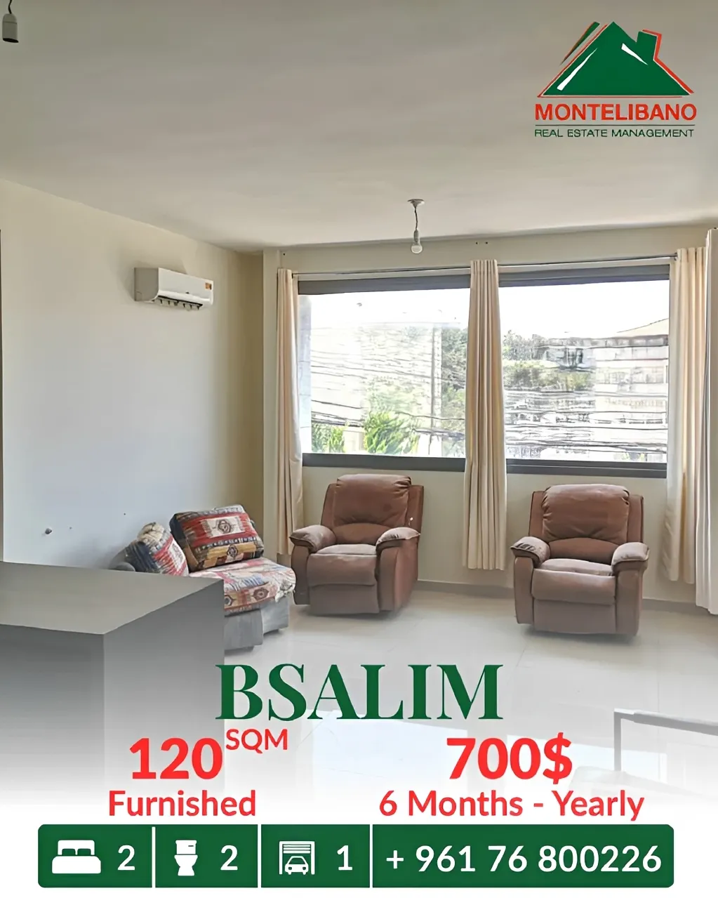 Apartment for rent in Bsalim