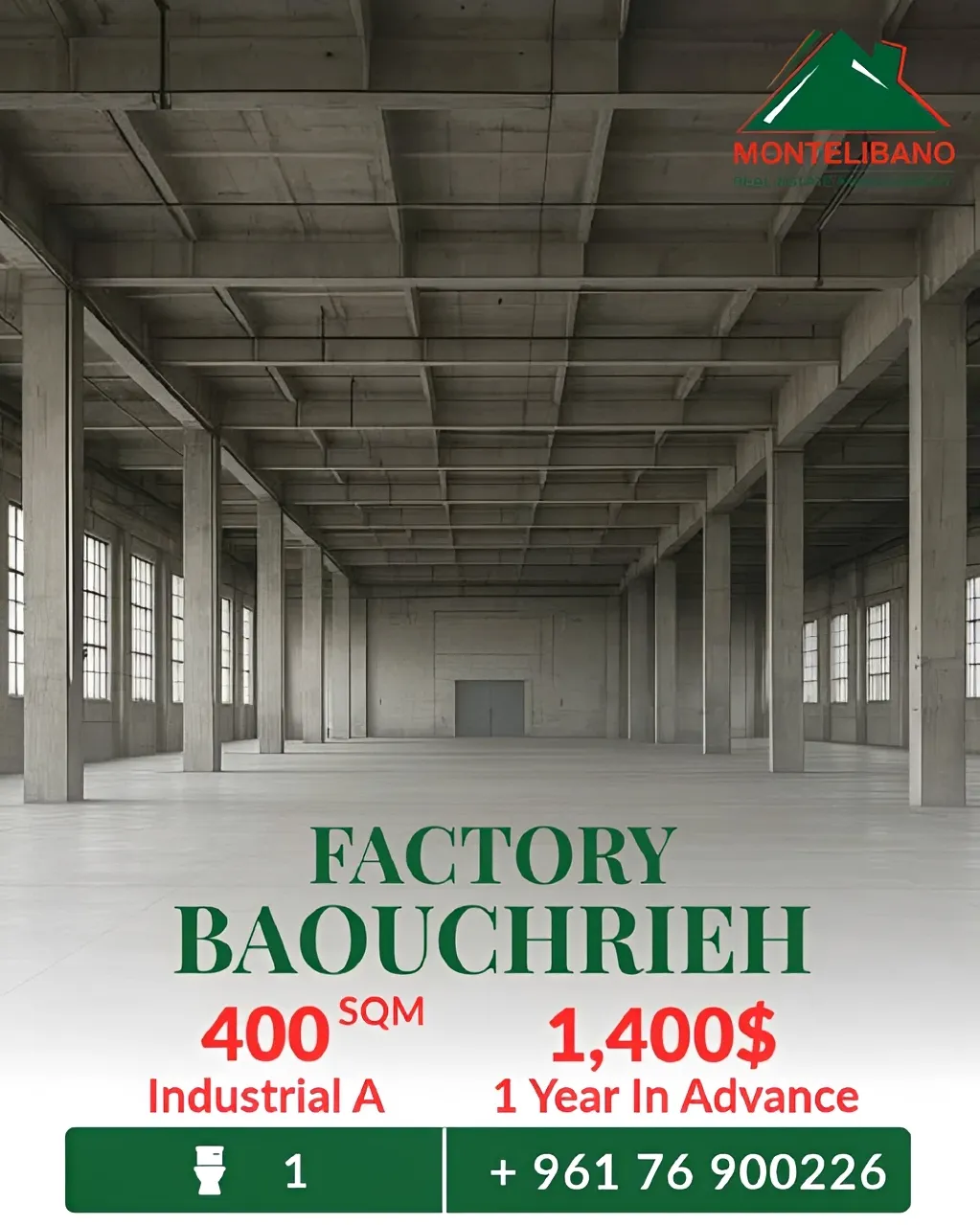 Industrial Unit for rent in Baouchriyeh
